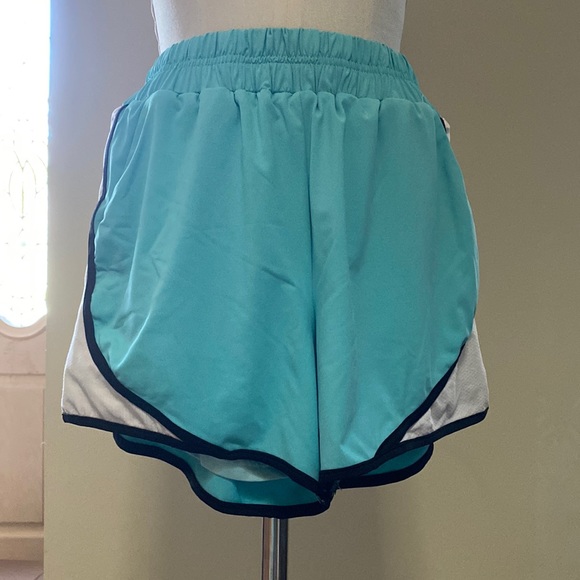 ❤️🤍💙 Small turquoise workout shorts with built in briefs - Picture 1 of 3